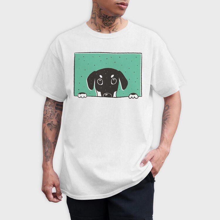 Peeking Dog, Tricou Barbati (Unisex)