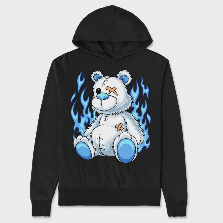 White Teddy Bear, Hanorac Oversize Barbati (Unisex)