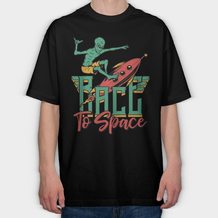 Race To Space, Tricou Oversize Barbati (Unisex)