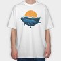 Whale Sunset, Tricou Oversize Barbati (Unisex)