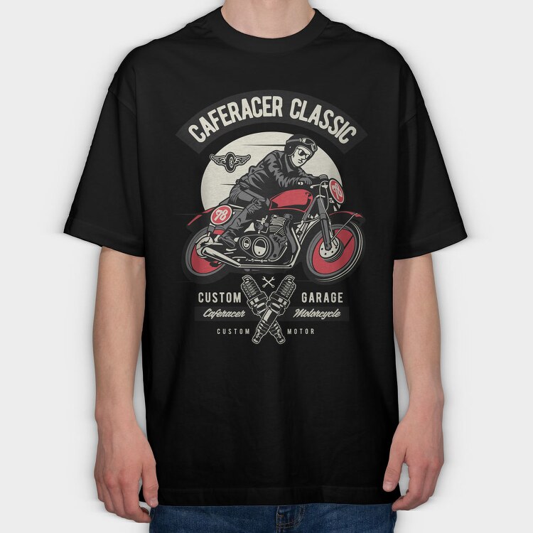 Caferacer Classic Garage, Tricou Oversize Barbati (Unisex)