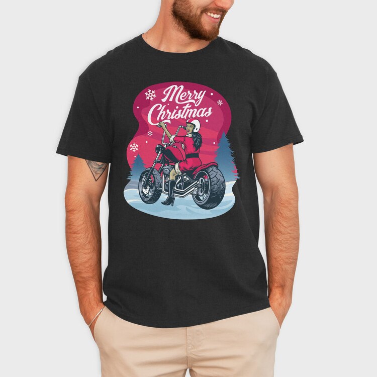 Merry Motorbike Santa, Tricou Barbati (Unisex)
