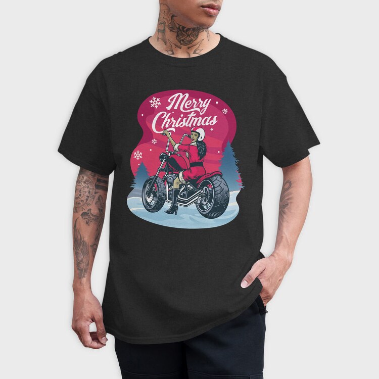 Merry Motorbike Santa, Tricou Barbati (Unisex)