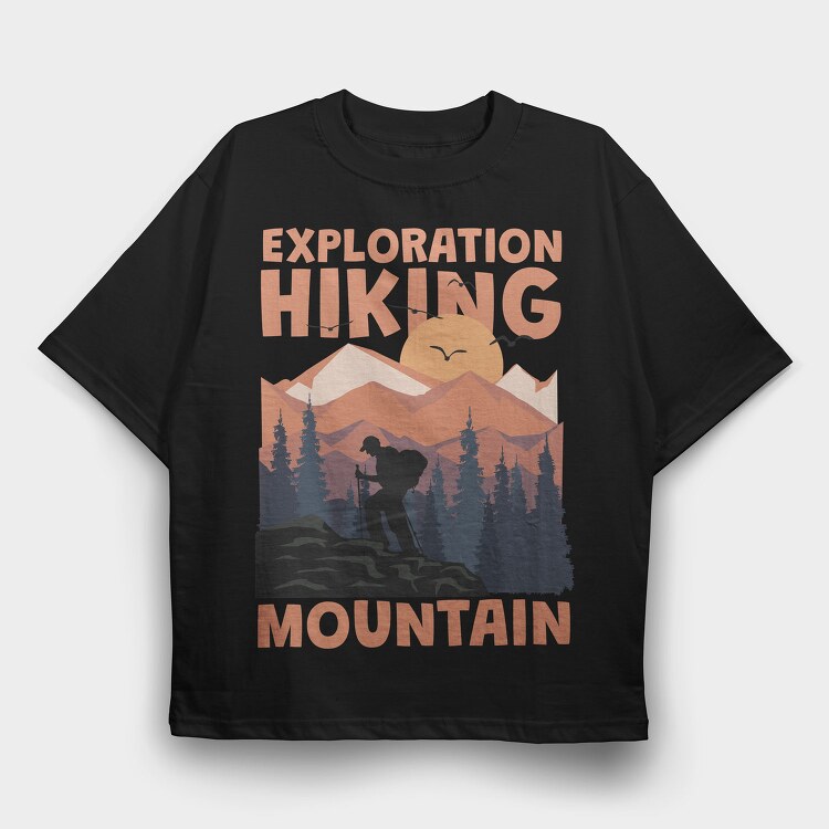 Exploration Hiking Mountain, Tricou Oversize Barbati (Unisex)