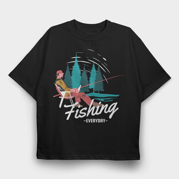Fishing Forest Retreat, Tricou Oversize Barbati (Unisex)