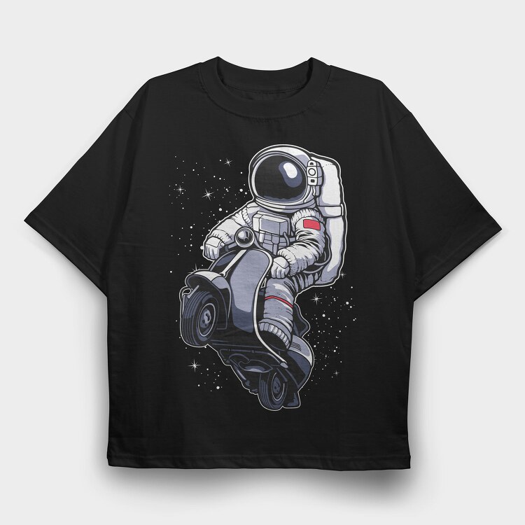 Astronaut Scooter Rider, Tricou Oversize Barbati (Unisex)