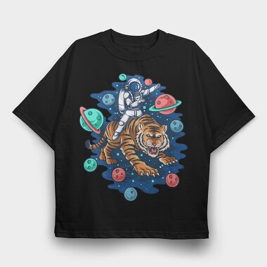 Astronaut Tiger Space, Tricou Oversize Barbati (Unisex)