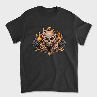 Burning Skull Pistons, Tricou Barbati (Unisex)
