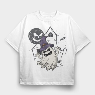 Halloween Ghostly Witch, Tricou Oversize Barbati (Unisex)