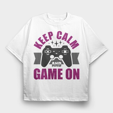 Keep Calm Game On, Tricou Oversize Barbati (Unisex)