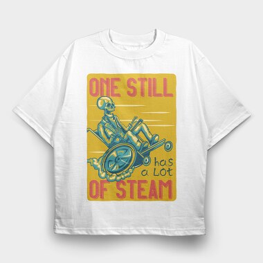 Skeleton Steam Ride, Tricou Oversize Barbati (Unisex)
