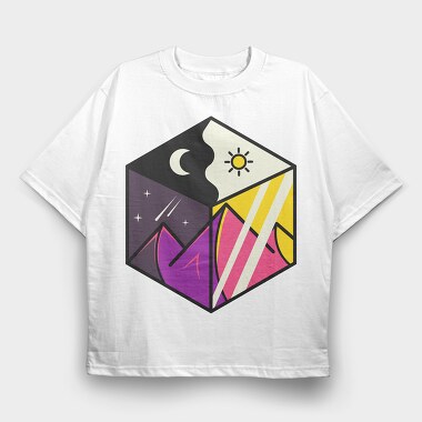 Solar Eclipse Cube, Tricou Oversize Barbati (Unisex)