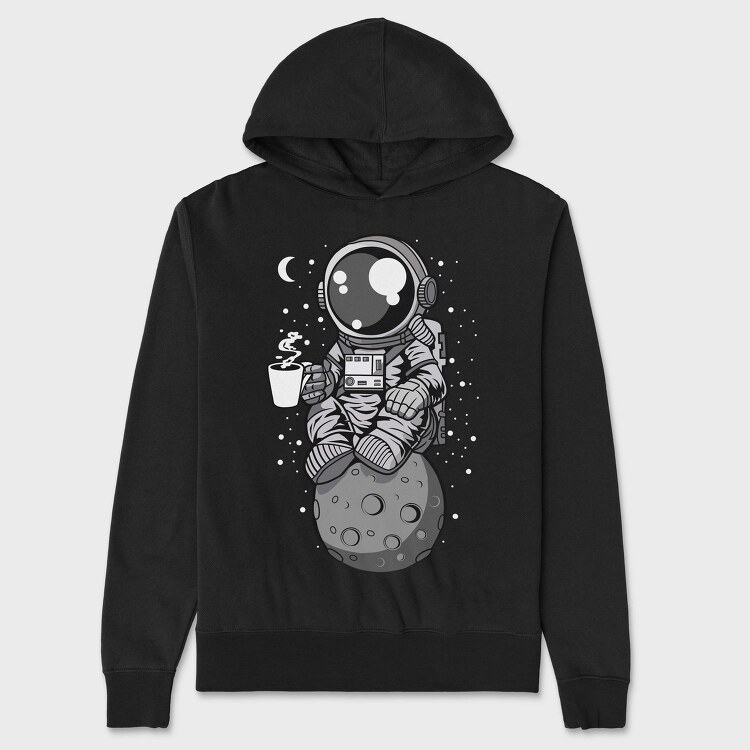 Space Coffee Astronaut, Hanorac Oversize Barbati (Unisex)