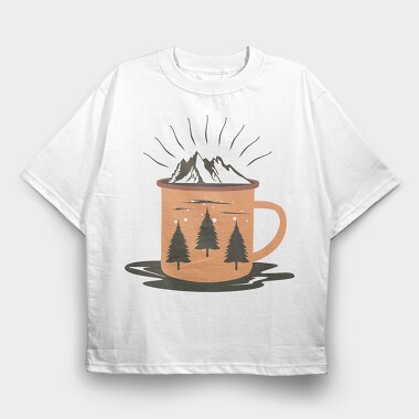 Cozy Mountain Mug, Tricou Oversize Barbati (Unisex)