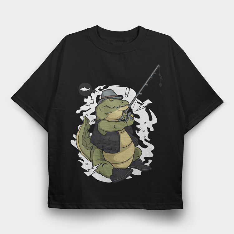 Crocodile Fishing Buddy, Tricou Oversize Barbati (Unisex)