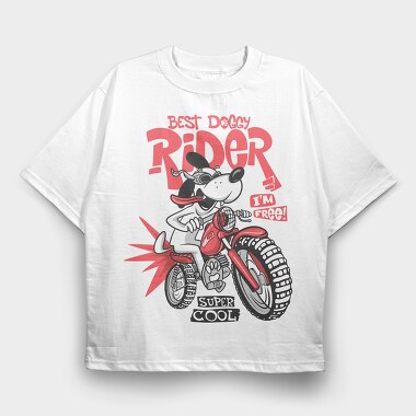 Doggy Rider Free, Tricou Oversize Barbati (Unisex)