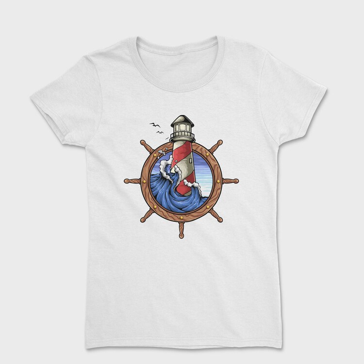 Lighthouse Storm Ship Wheel, Tricou Femei