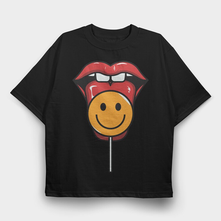 Lollipop Smiley, Tricou Oversize Barbati (Unisex)