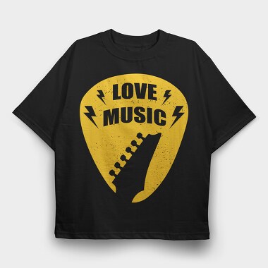 Love Music Pick, Tricou Oversize Barbati (Unisex)