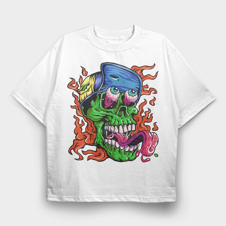 Zombie Fire Eyes, Tricou Oversize Barbati (Unisex)