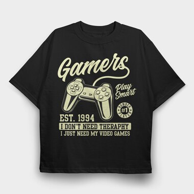 Gamers Smart Therapy, Tricou Oversize Barbati (Unisex)