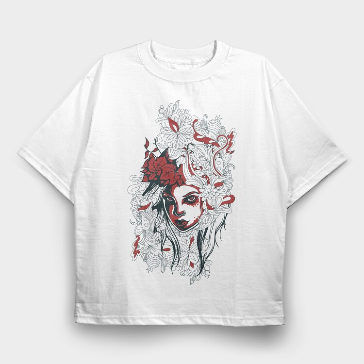 Red Rose Queen, Tricou Oversize Barbati (Unisex)