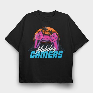 Retro Beach Gamers, Tricou Oversize Barbati (Unisex)