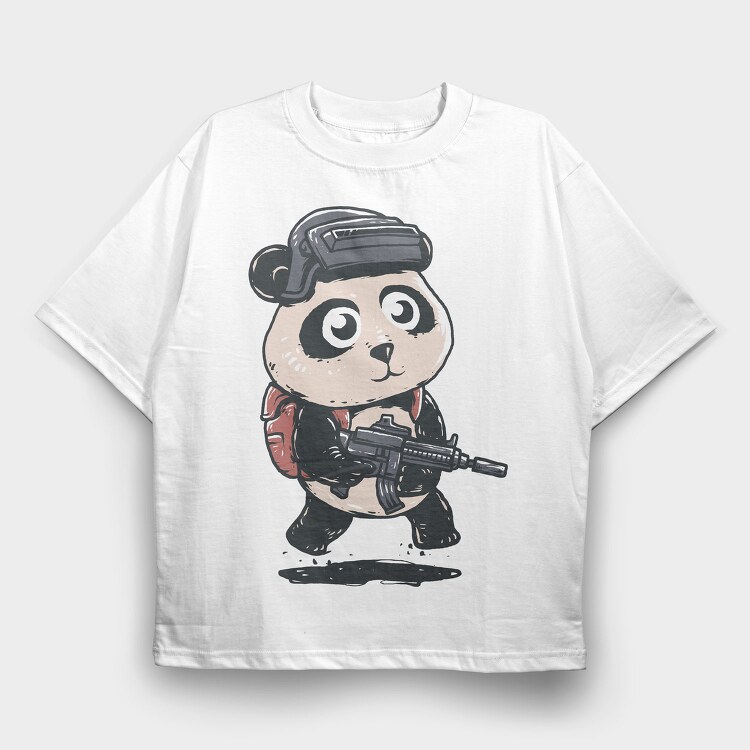Panda Soldier, Tricou Oversize Barbati (Unisex)