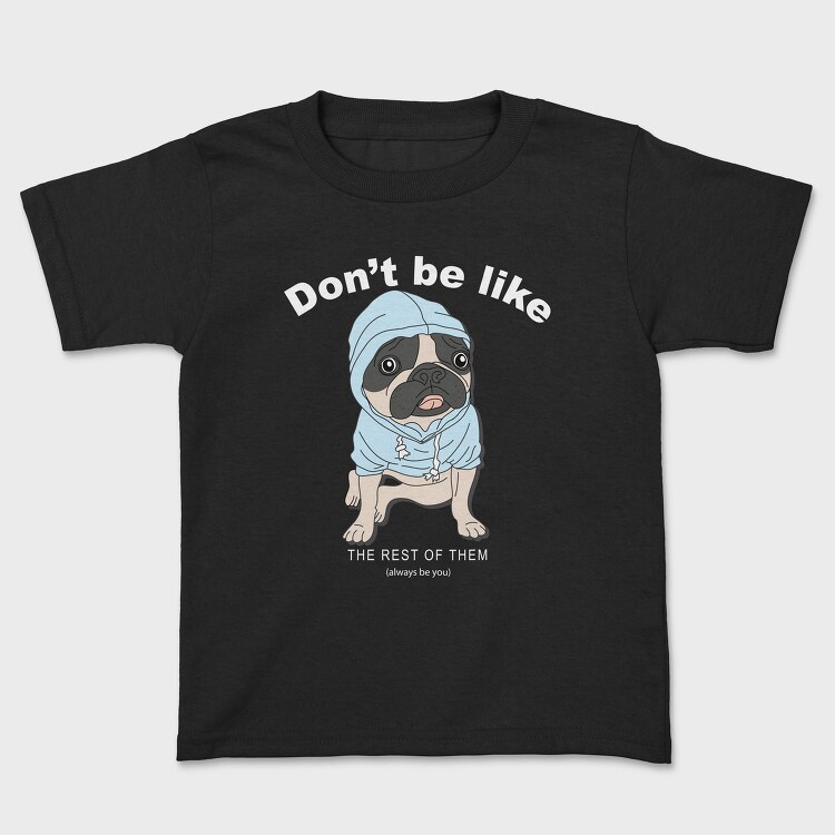 Pug In Blue Hoodie, Tricou Copii