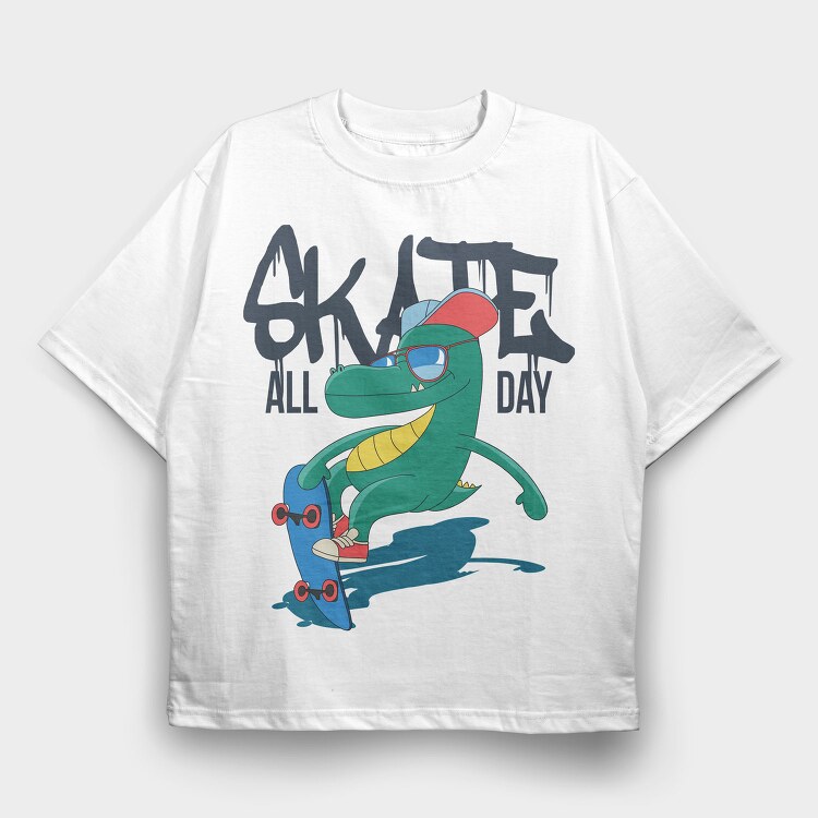 Skate All Day 1, Tricou Oversize Barbati (Unisex)