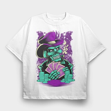 Skeleton Gambler, Tricou Oversize Barbati (Unisex)