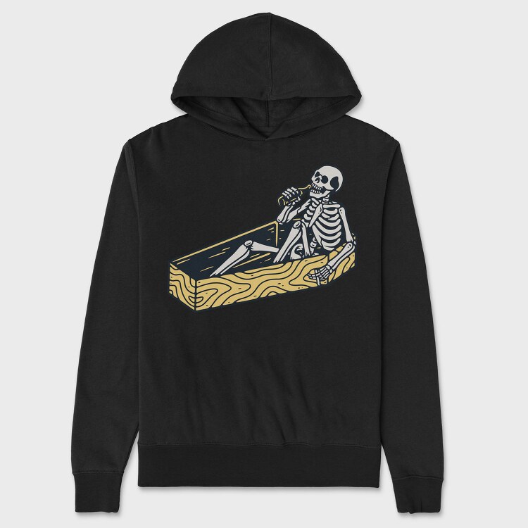 Skeleton In Coffin, Hanorac Oversize Barbati (Unisex)