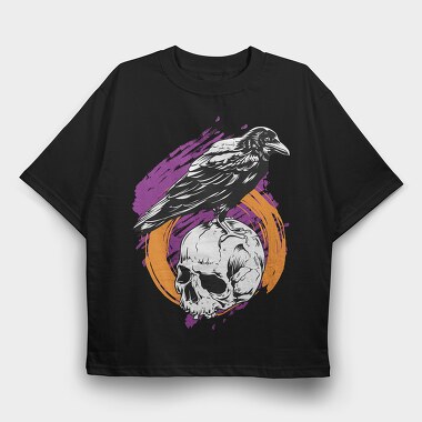 Raven Skull Strike 1, Tricou Oversize Barbati (Unisex)