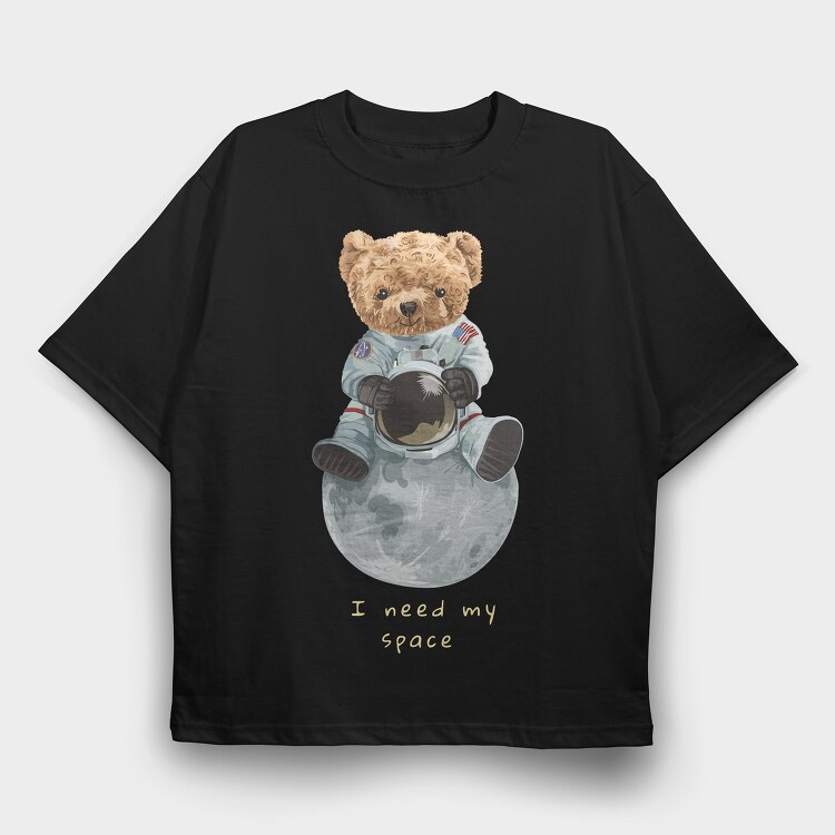 Teddy Moon Space, Tricou Oversize Barbati (Unisex)