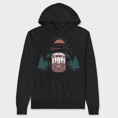 Train Mountain Sunrise, Hanorac Oversize Barbati (Unisex)