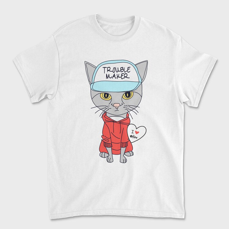 Troublemaker Cat Hoodie, Tricou Barbati (Unisex)