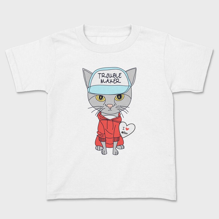 Troublemaker Cat Hoodie, Tricou Copii