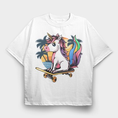 Unicorn Skate Palm, Tricou Oversize Barbati (Unisex)