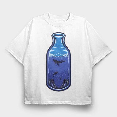Whale In A Bottle, Tricou Oversize Barbati (Unisex)