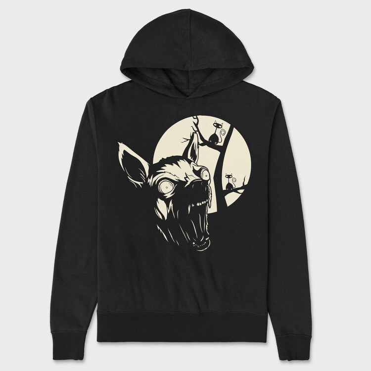 Wolf Howl Moon Cat, Hanorac Oversize Barbati (Unisex)