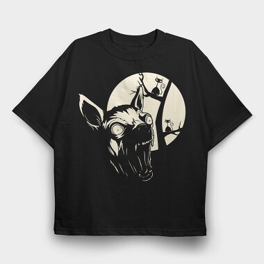 Wolf Howl Moon Cat, Tricou Oversize Barbati (Unisex)