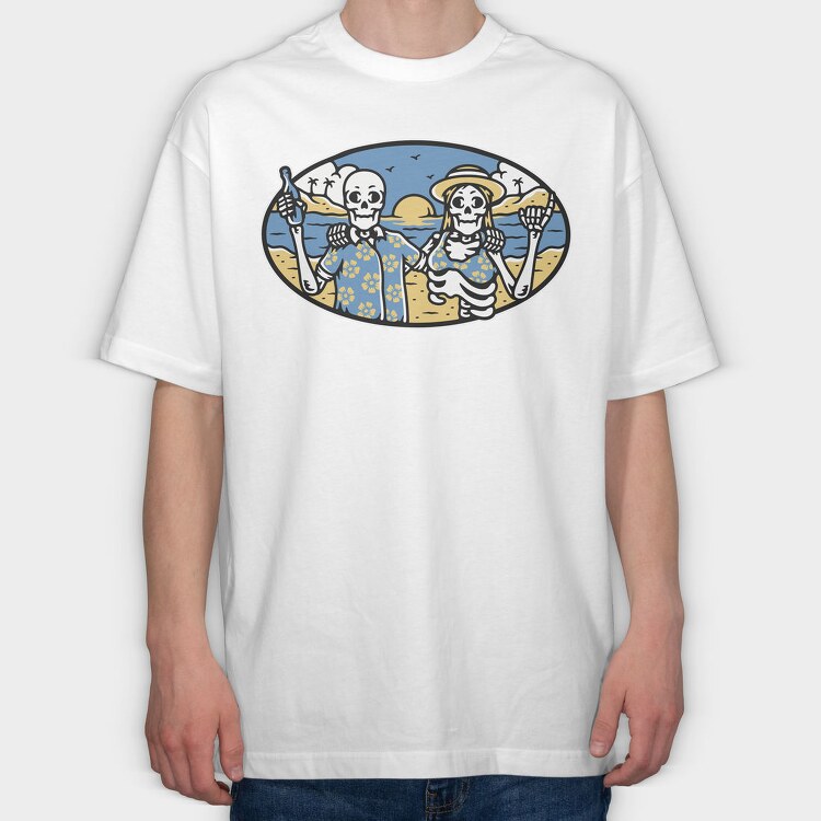 Skeletons Beach Party, Tricou Oversize Barbati (Unisex)