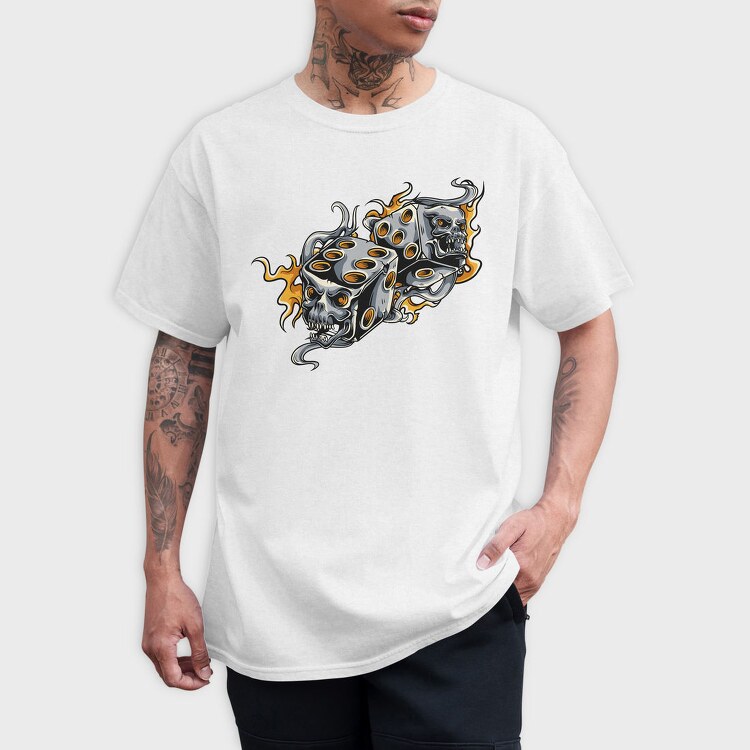 Skull Dice Flames, Tricou Barbati (Unisex)