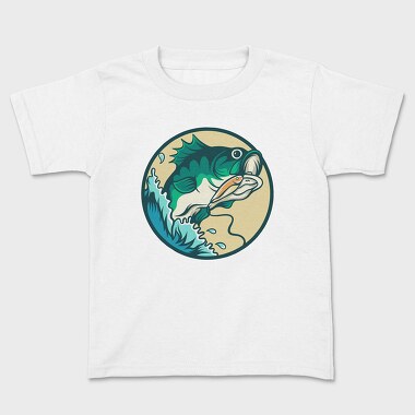 Tricou Copii, Bass Fishing Illustration 2