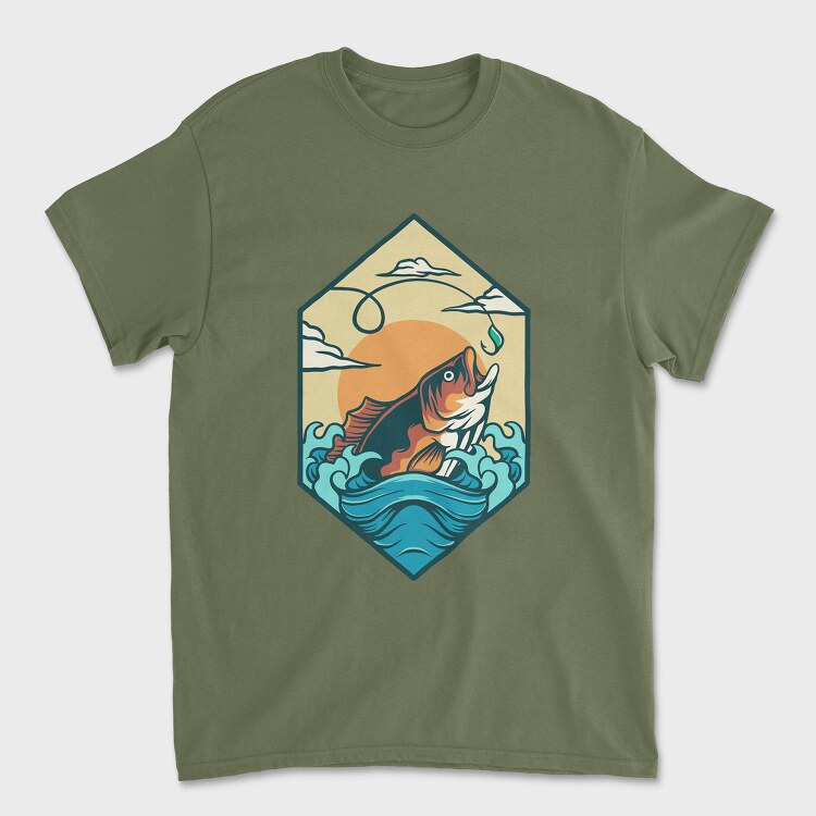 Tricou Barbati (Unisex), Bass Fishing Illustration 4