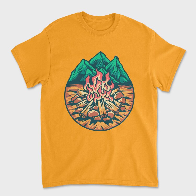 Campfire Outdoors Illustration, Tricou Barbati (Unisex)