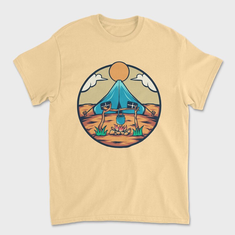 Camping Illustration, Tricou Barbati (Unisex)