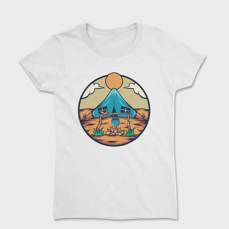 Camping Illustration, Tricou Femei