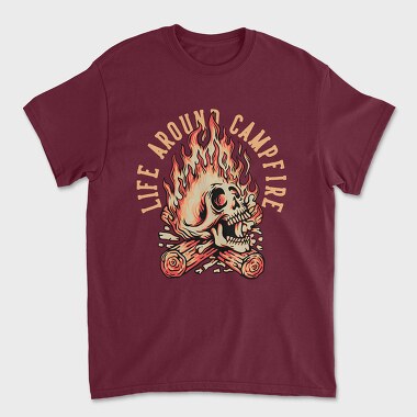 Life Around Campfire Skull, Tricou Barbati (Unisex)