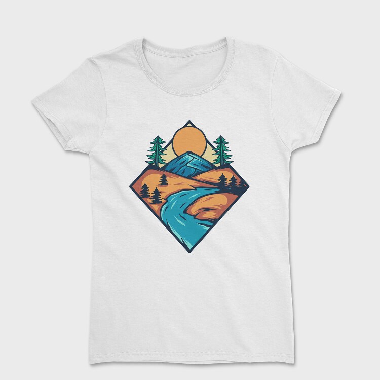 Tricou Femei, Mountain Illustration 3